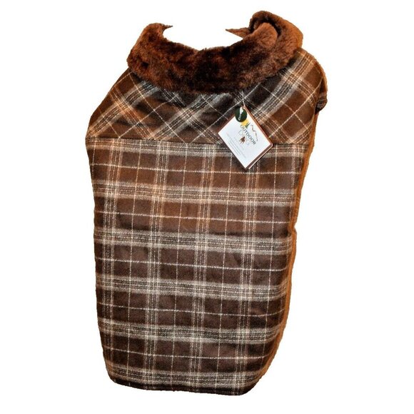 Outdoor Dog Size Large Warm Brown Country Plaid Pet Coat - Picture 1 of 5